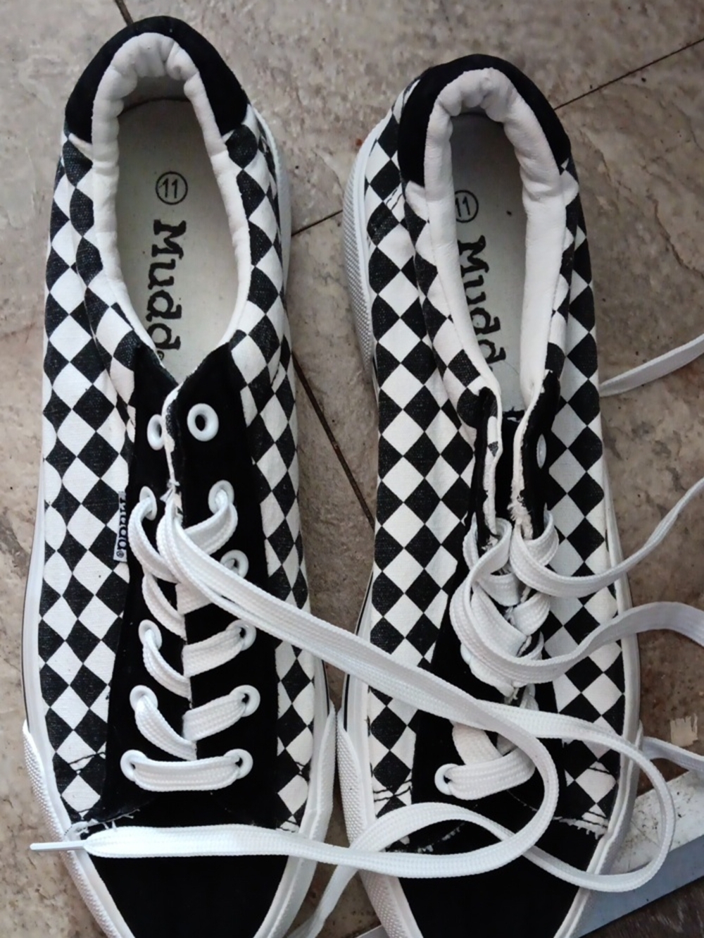 Mudd Black & White Checkerboard Canvas Low-Top Sneakers